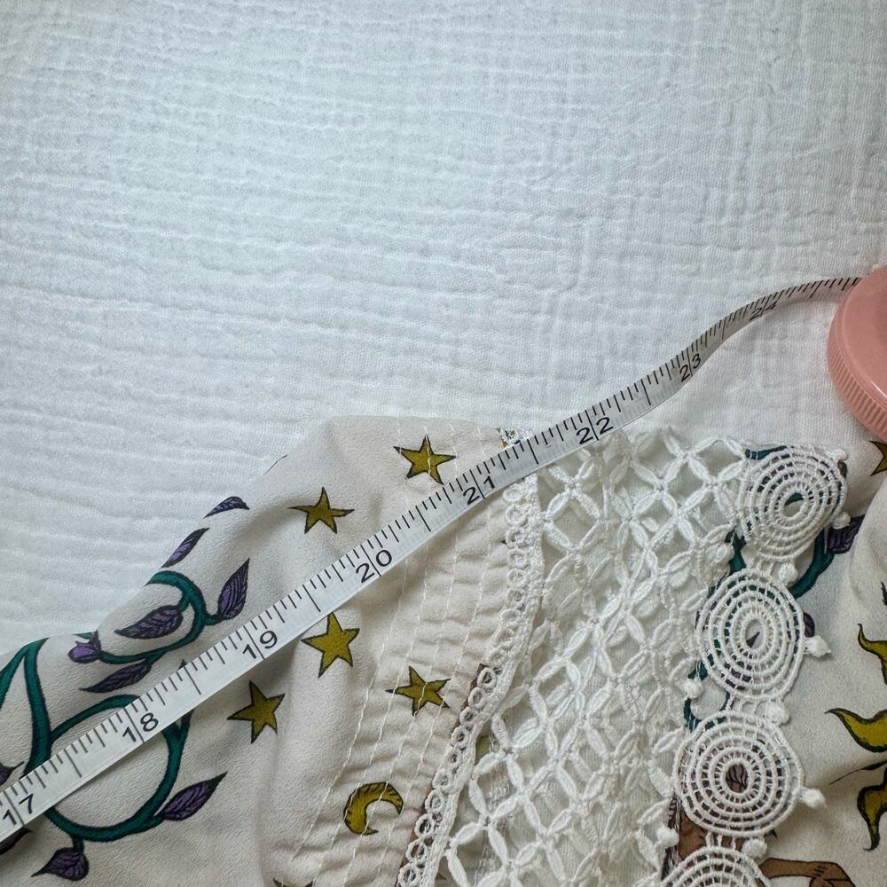 Sandro Paris Azucar Chiffon Blouse Tarot Print Lace Ivory Sz 1 Small Celestial - Picture 16 of 16